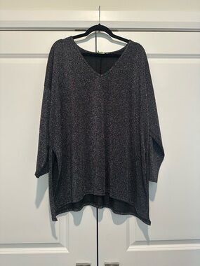 Boohoo Metallic Black Sparkle V-Neck Tunic